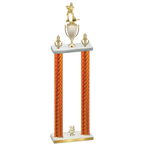 Double Orange Carbon Fiber Year Hockey Trophy