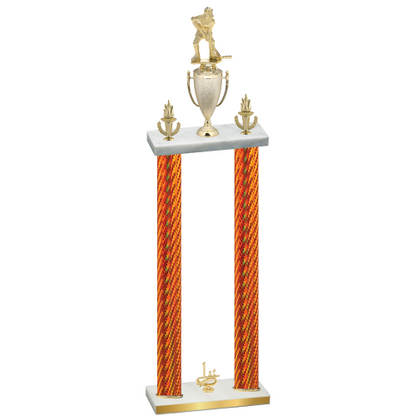 Double Orange Carbon Fiber First Place Hockey Trophy