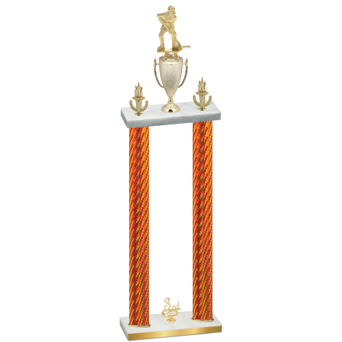 Double Orange Carbon Fiber Third Place Hockey Trophy