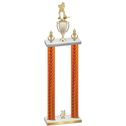 Double Orange Carbon Fiber Year Hockey Trophy