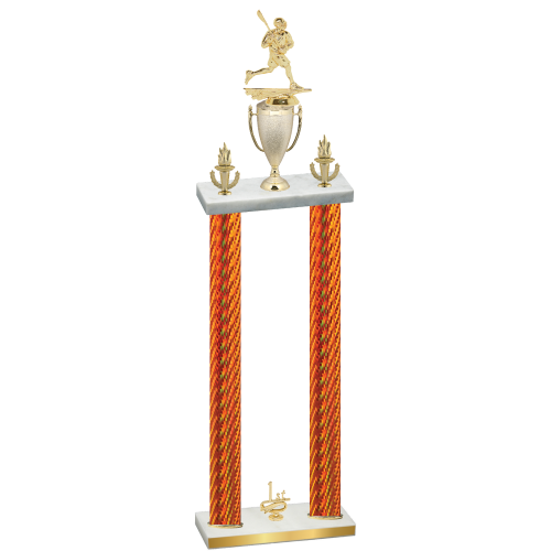Double Orange Carbon Fiber First Place Lacrosse Trophy