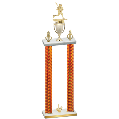 Double Orange Carbon Fiber First Place Lacrosse Trophy