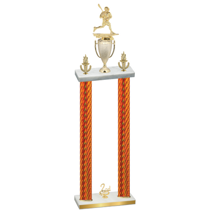 Double Orange Carbon Fiber Second Place Lacrosse Trophy