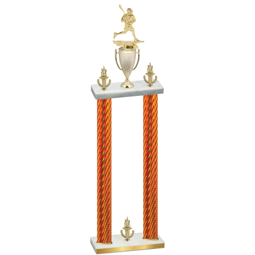 Double Orange Carbon Fiber Victory Lacrosse Trophy