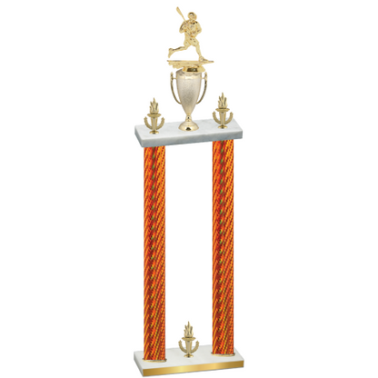 Double Orange Carbon Fiber Victory Lacrosse Trophy