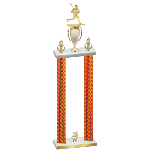 Double Orange Carbon Fiber Year Lacrosse Trophy