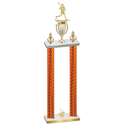 Double Orange Carbon Fiber First Place Lacrosse Trophy