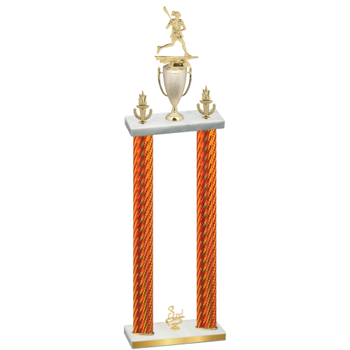 Double Orange Carbon Fiber Third Place Lacrosse Trophy