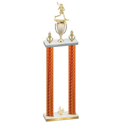 Double Orange Carbon Fiber Fourth Place Lacrosse Trophy