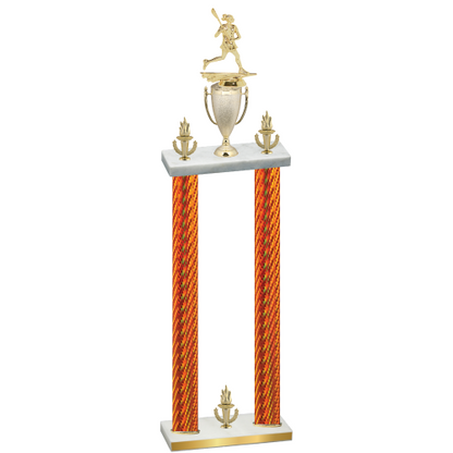 Double Orange Carbon Fiber Victory Lacrosse Trophy