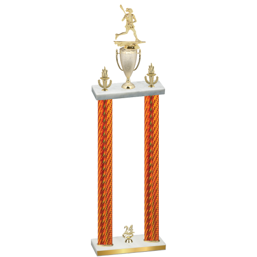 Double Orange Carbon Fiber Year Lacrosse Trophy