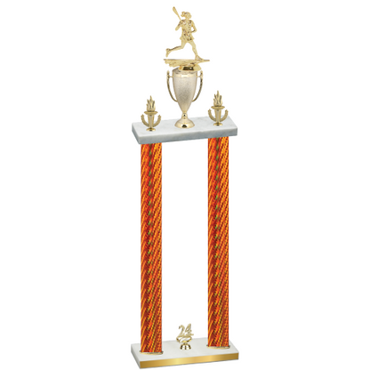Double Orange Carbon Fiber Year Lacrosse Trophy