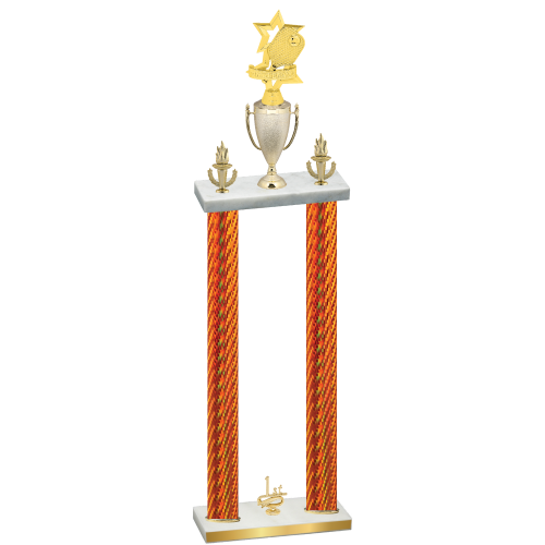 Double Orange Carbon Fiber First Place Pickleball Trophy