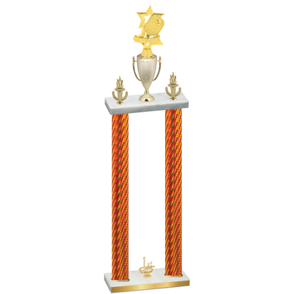Double Orange Carbon Fiber First Place Pickleball Trophy