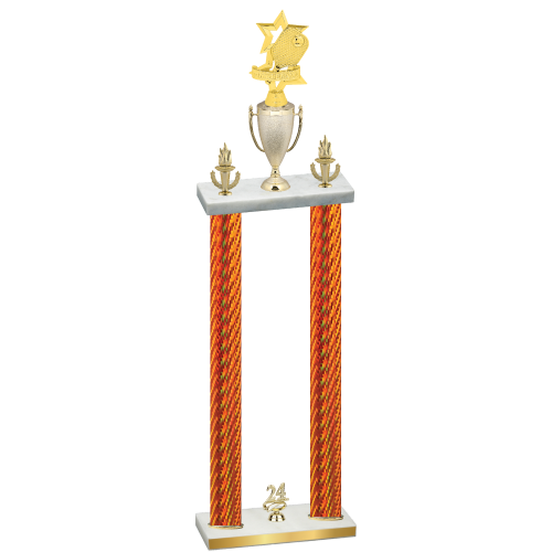 Double Orange Carbon Fiber Year Pickleball Trophy