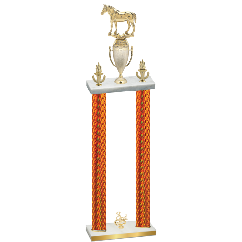 Double Orange Carbon Fiber Third Place Horses Trophy