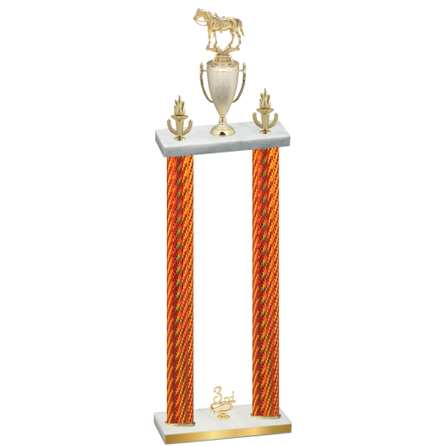 Double Orange Carbon Fiber Third Place Horses Trophy