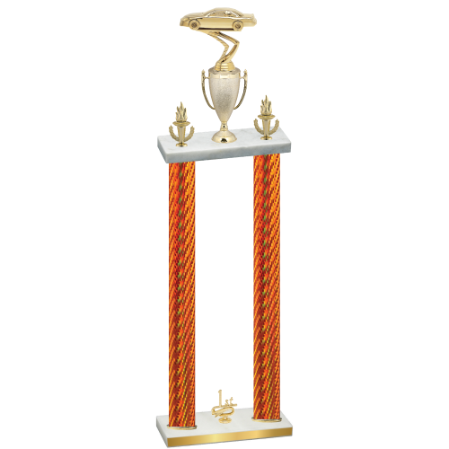 Double Orange Carbon Fiber First Place Cars Trophy
