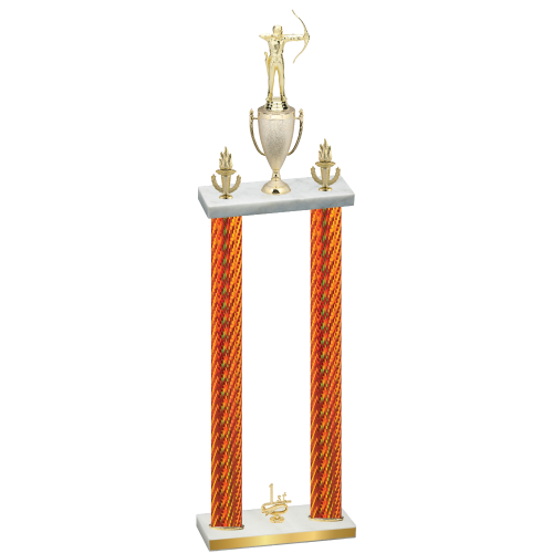 Double Orange Carbon Fiber First Place Archery Trophy