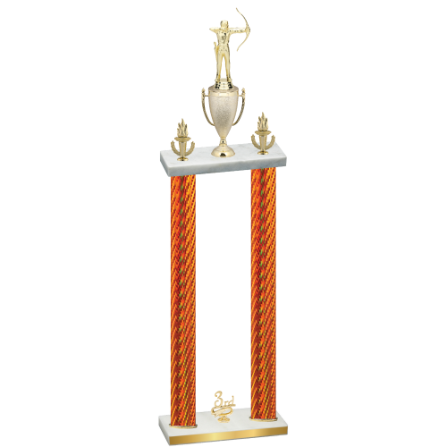 Double Orange Carbon Fiber Third Place Archery Trophy