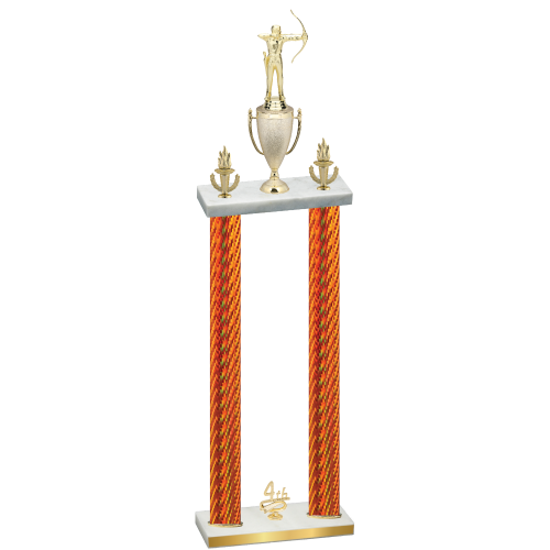 Double Orange Carbon Fiber Fourth Place Archery Trophy