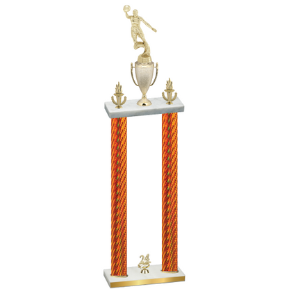 Double Orange Carbon Fiber Year Basketball Trophy