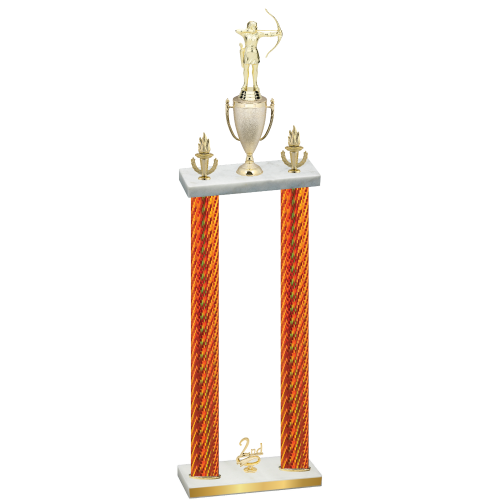 Double Orange Carbon Fiber Second Place Archery Trophy