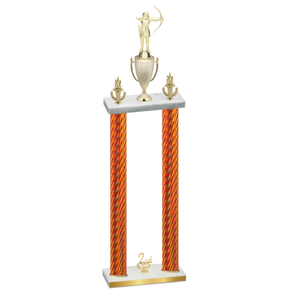 Double Orange Carbon Fiber Second Place Archery Trophy