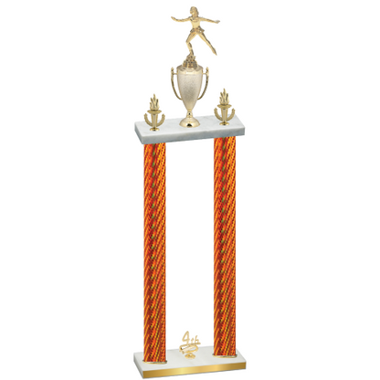 Double Orange Carbon Fiber Fourth Place Skater Trophy