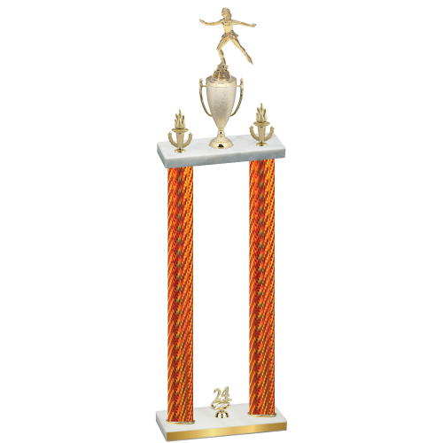 Double Orange Carbon Fiber Year Skater Trophy