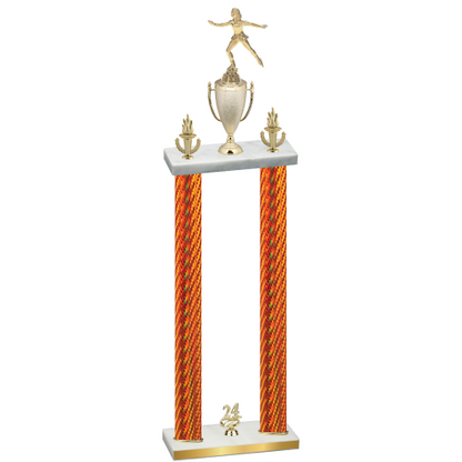 Double Orange Carbon Fiber Year Skater Trophy