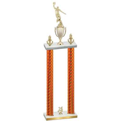 Double Orange Carbon Fiber Year Basketball Trophy