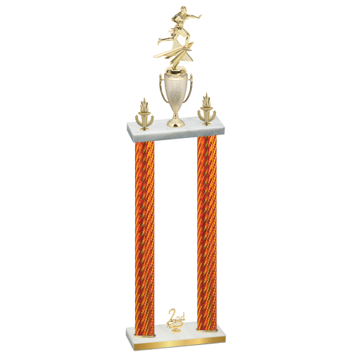 Double Orange Carbon Fiber Second Place Flag Football Trophy