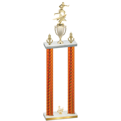 Double Orange Carbon Fiber Third Place Flag Football Trophy