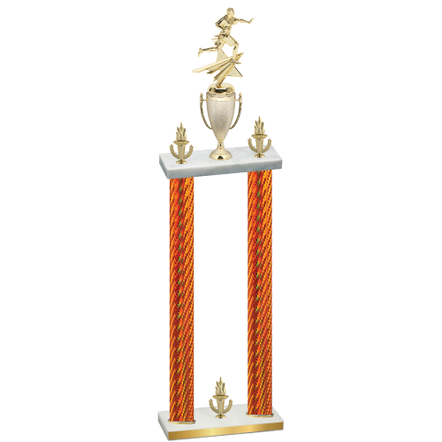 Double Orange Carbon Fiber Victory Flag Football Trophy