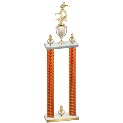 Double Orange Carbon Fiber Victory Flag Football Trophy