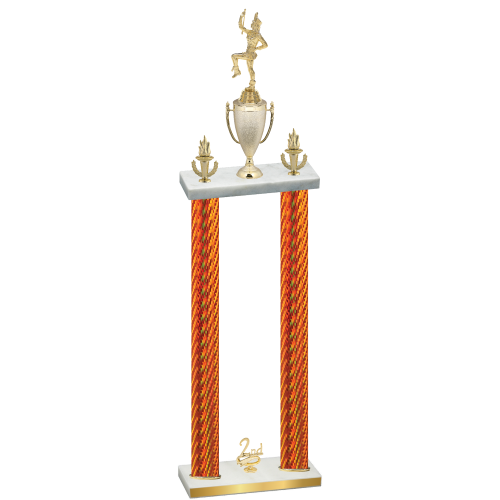 Double Orange Carbon Fiber Second Place Majorette Trophy