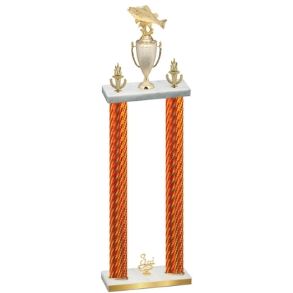 Double Orange Carbon Fiber Third Place Fishing Trophy