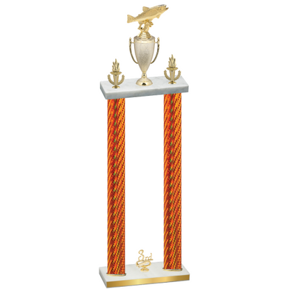 Double Orange Carbon Fiber Third Place Fishing Trophy