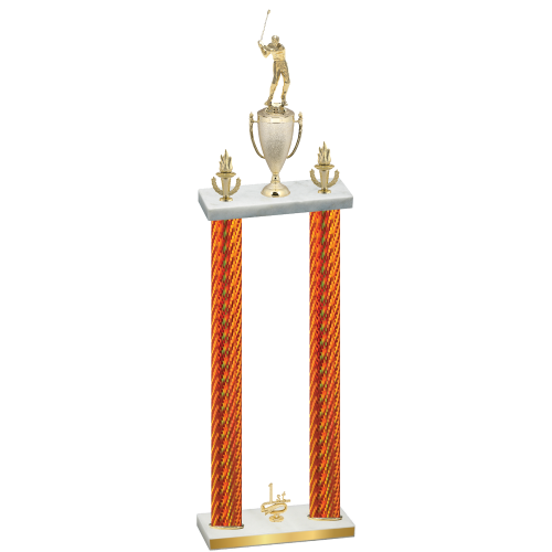 Double Orange Carbon Fiber First Place Golf Trophy