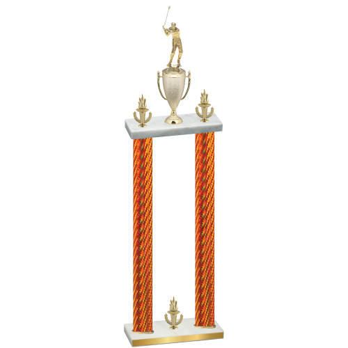 Double Orange Carbon Fiber Victory Golf Trophy