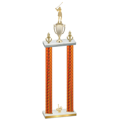 Double Orange Carbon Fiber First Place Golf Trophy
