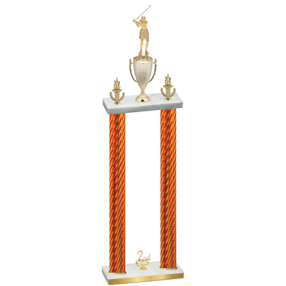 Double Orange Carbon Fiber Second Place Golf Trophy