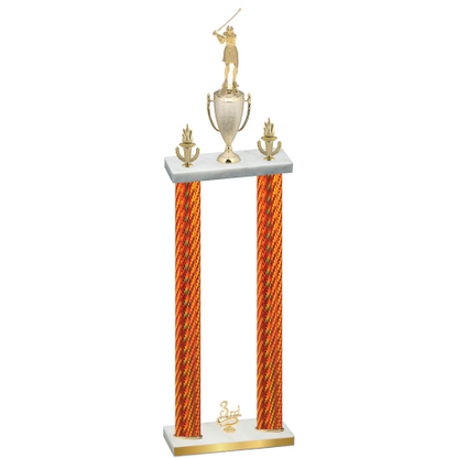 Double Orange Carbon Fiber Third Place Golf Trophy