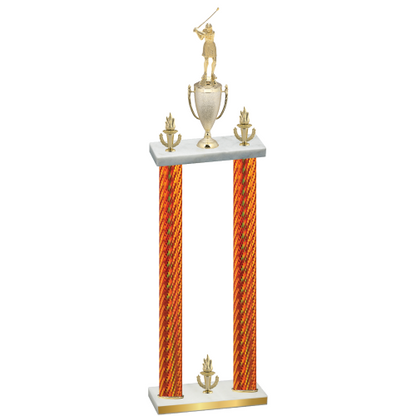 Double Orange Carbon Fiber Victory Golf Trophy