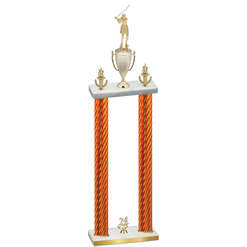 Double Orange Carbon Fiber Year Golf Trophy