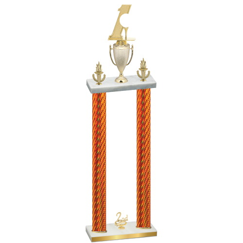 Double Orange Carbon Fiber Second Place Golf Trophy
