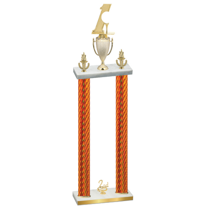Double Orange Carbon Fiber Second Place Golf Trophy