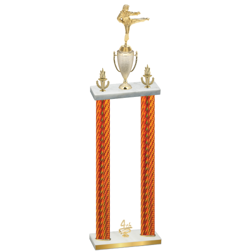 Double Orange Carbon Fiber Fourth Place Karate Trophy