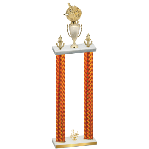 Double Orange Carbon Fiber Third Place Baseball Trophy